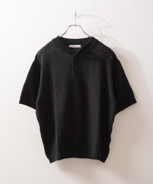 GLARE(グレア)の「【GLARE】ヘンリーネック クロップド サーマルニット / Henley Neck Cropped Thermal Knit(ニット/セーター・メンズ・カーキ/チャコールグレー/ブラック・FREE)」の5枚目の写真