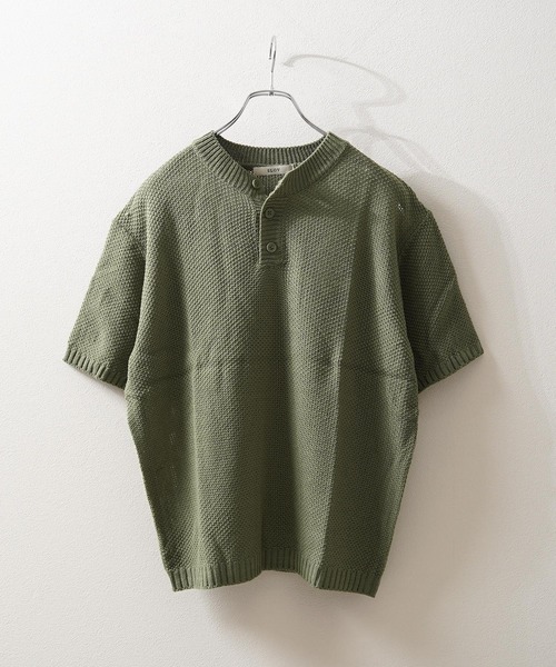GLARE(グレア)の「【GLARE】ヘンリーネック クロップド サーマルニット / Henley Neck Cropped Thermal Knit(ニット/セーター・メンズ・カーキ/チャコールグレー/ブラック・FREE)」の20枚目の写真