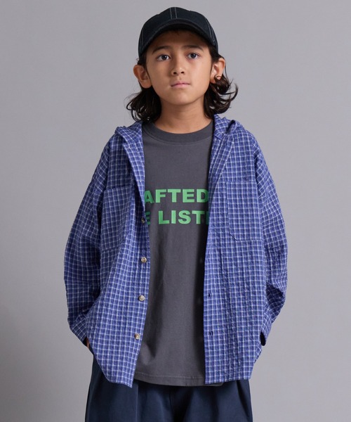 PAIRMANON STREET(ペアマノンストリート)の「【100-160cm】チェック フード付き 長袖 シャツ 【PAIRMANON STREET】(シャツ/ブラウス・キッズ・ブルー/ブラック/ベージュ・100/110/150/130/120/160/140)」の3枚目の写真