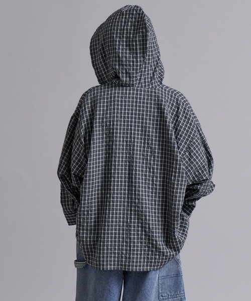 PAIRMANON STREET(ペアマノンストリート)の「【100-160cm】チェック フード付き 長袖 シャツ 【PAIRMANON STREET】(シャツ/ブラウス・キッズ・ブルー/ブラック/ベージュ・100/110/150/130/120/160/140)」の18枚目の写真