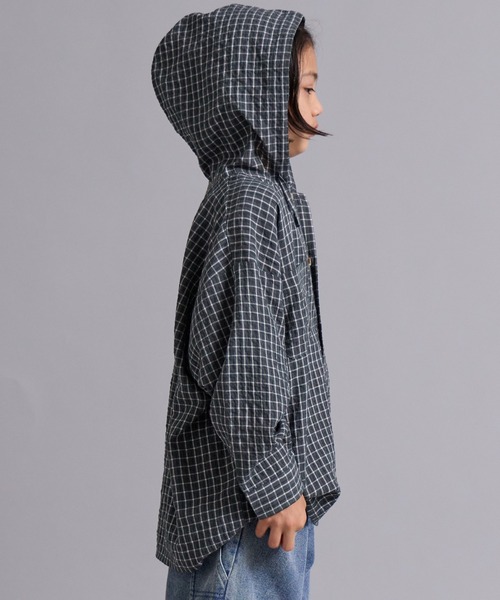 PAIRMANON STREET(ペアマノンストリート)の「【100-160cm】チェック フード付き 長袖 シャツ 【PAIRMANON STREET】(シャツ/ブラウス・キッズ・ブルー/ブラック/ベージュ・100/110/150/130/120/160/140)」の19枚目の写真