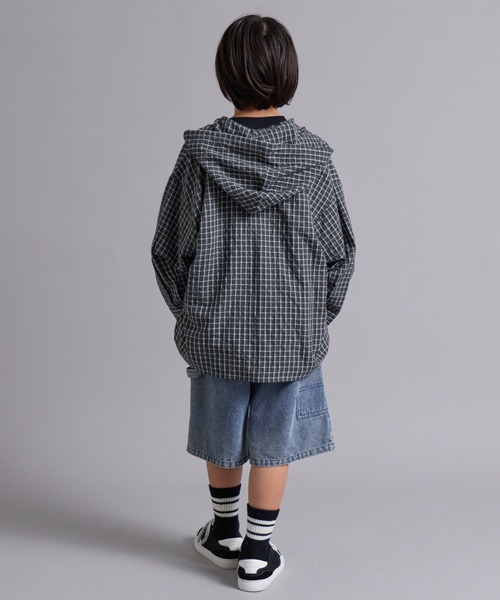 PAIRMANON STREET(ペアマノンストリート)の「【100-160cm】チェック フード付き 長袖 シャツ 【PAIRMANON STREET】(シャツ/ブラウス・キッズ・ブルー/ブラック/ベージュ・100/110/150/130/120/160/140)」の4枚目の写真