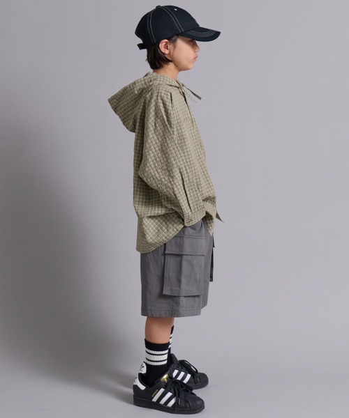 PAIRMANON STREET(ペアマノンストリート)の「【100-160cm】チェック フード付き 長袖 シャツ 【PAIRMANON STREET】(シャツ/ブラウス・キッズ・ブルー/ブラック/ベージュ・100/110/150/130/120/160/140)」の6枚目の写真