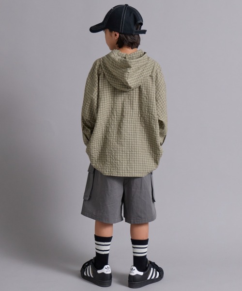 PAIRMANON STREET(ペアマノンストリート)の「【100-160cm】チェック フード付き 長袖 シャツ 【PAIRMANON STREET】(シャツ/ブラウス・キッズ・ブルー/ブラック/ベージュ・100/110/150/130/120/160/140)」の8枚目の写真