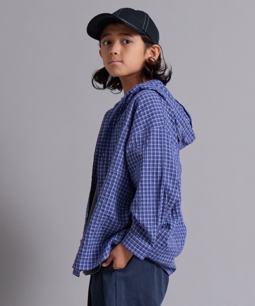 PAIRMANON STREET(ペアマノンストリート)の「【100-160cm】チェック フード付き 長袖 シャツ 【PAIRMANON STREET】(シャツ/ブラウス・キッズ・ブルー/ブラック/ベージュ・100/110/150/130/120/160/140)」の9枚目の写真