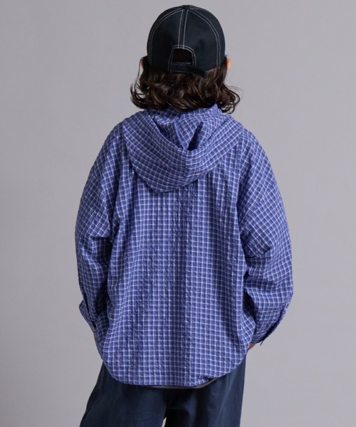 PAIRMANON STREET(ペアマノンストリート)の「【100-160cm】チェック フード付き 長袖 シャツ 【PAIRMANON STREET】(シャツ/ブラウス・キッズ・ブルー/ブラック/ベージュ・100/110/150/130/120/160/140)」の10枚目の写真