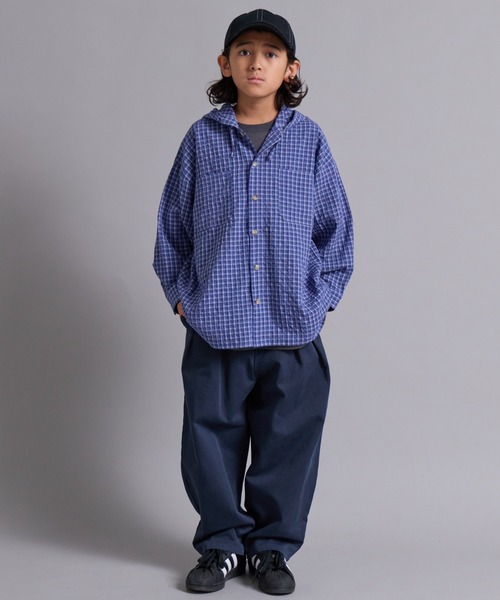 PAIRMANON STREET(ペアマノンストリート)の「【100-160cm】チェック フード付き 長袖 シャツ 【PAIRMANON STREET】(シャツ/ブラウス・キッズ・ブルー/ブラック/ベージュ・100/110/150/130/120/160/140)」の11枚目の写真
