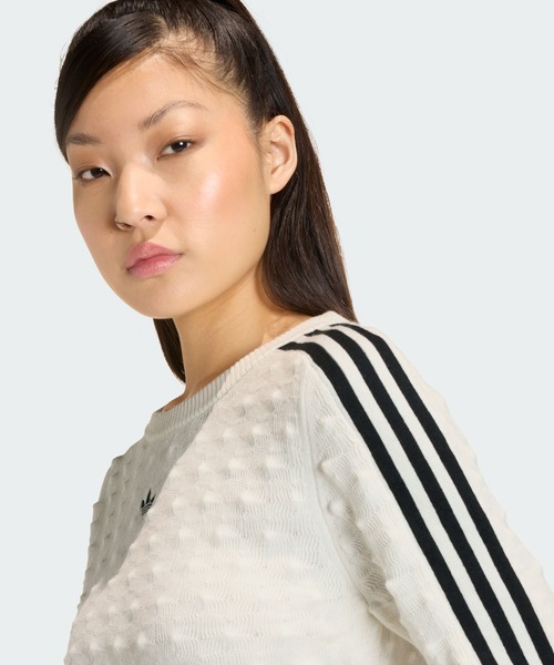 adidas(アディダス)の「アディダス オリジナルス スリム ソリッド スパイク ニット スウェットシャツ / トレーナー / アディダスオリジナルス adidas Originals(Tシャツ/カットソー・レディース・ホワイト・X-SMALL/XX-LARGE/LARGE/MEDIUM/SMALL/X-LARGE)」の6枚目の写真