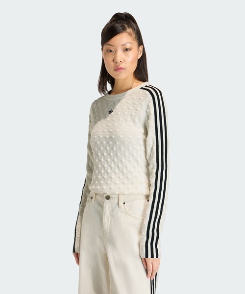 adidas(アディダス)の「アディダス オリジナルス スリム ソリッド スパイク ニット スウェットシャツ / トレーナー / アディダスオリジナルス adidas Originals(Tシャツ/カットソー・レディース・ホワイト・X-SMALL/XX-LARGE/LARGE/MEDIUM/SMALL/X-LARGE)」の3枚目の写真