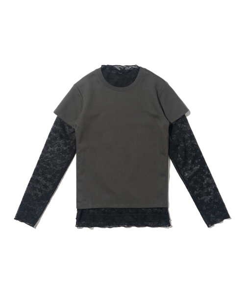 CARGOBROS FOR WOMAN(カーゴブロスフォーウィメン)の「スタシースルーロングスリーブレイヤード半袖Tシャツセット(ブラック/チャコール)(Tシャツ/カットソー・レディース・その他・FREE)」の1枚目の写真