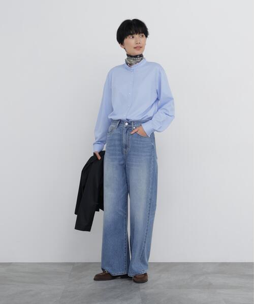 human woman(ヒューマンウーマン)の「◆【大人気!袖丈変更追加 / ウォッシャブル】スタンドフリルカットソー(Tシャツ/カットソー・レディース・ホワイト/ブラック/ブルー・MEDIUM)」の16枚目の写真