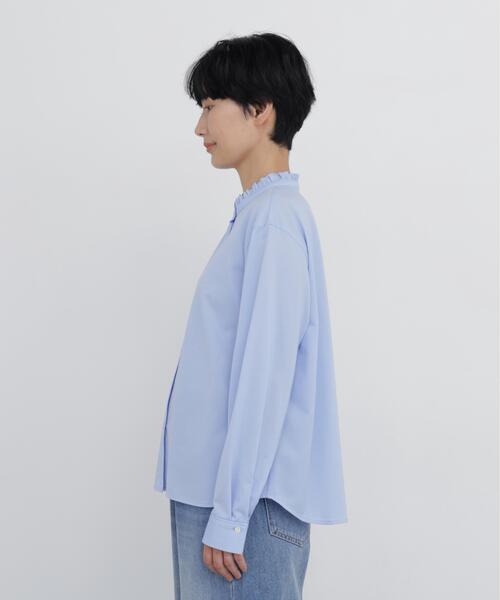 human woman(ヒューマンウーマン)の「◆【大人気!袖丈変更追加 / ウォッシャブル】スタンドフリルカットソー(Tシャツ/カットソー・レディース・ホワイト/ブラック/ブルー・MEDIUM)」の18枚目の写真