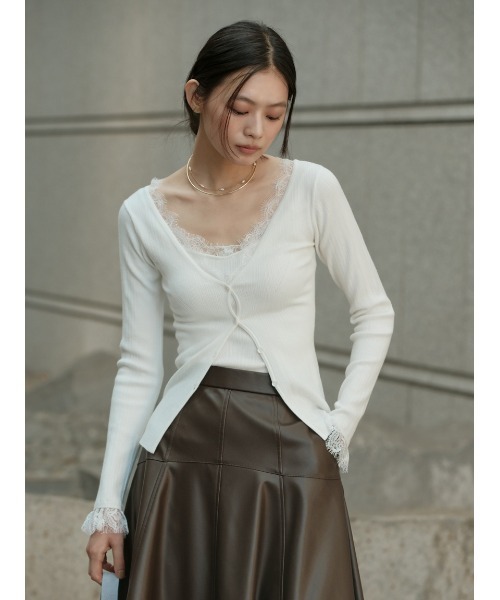 Lattice trim rib-an sunble knit — трикотаж с рёберной отделкой