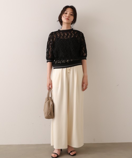 Bou Jeloud（ブージュルード）の「パウンドストレッチセミワイドパンツ（その他パンツ・レディース・アイボリー/ブラック/ブルー・FREE）」の4枚目の写真