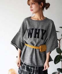 【SANSeLF】WHYロゴルーズニットトップス saw26a006