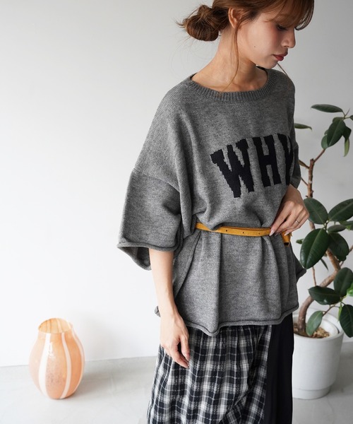 SANSeLF(サンセルフ)の「【SANSeLF】WHYロゴルーズニットトップス saw26a006(その他トップス・レディース・グレー/ピンク・FREE)」の10枚目の写真