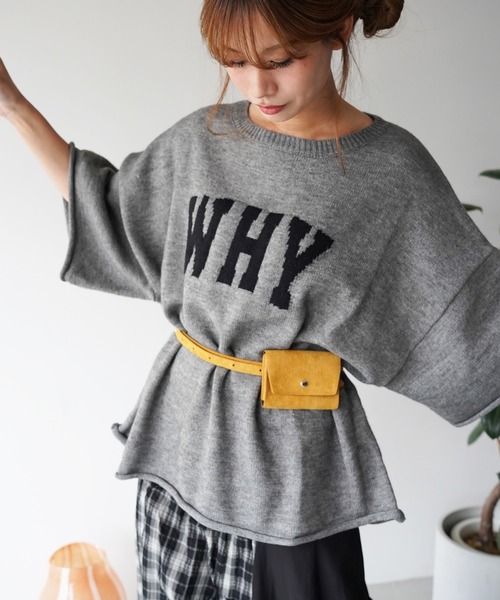 SANSeLF(サンセルフ)の「【SANSeLF】WHYロゴルーズニットトップス saw26a006(その他トップス・レディース・グレー/ピンク・FREE)」の11枚目の写真