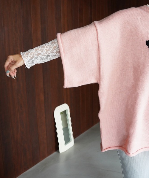 SANSeLF(サンセルフ)の「【SANSeLF】WHYロゴルーズニットトップス saw26a006(その他トップス・レディース・グレー/ピンク・FREE)」の7枚目の写真