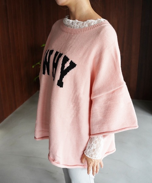 SANSeLF(サンセルフ)の「【SANSeLF】WHYロゴルーズニットトップス saw26a006(その他トップス・レディース・グレー/ピンク・FREE)」の5枚目の写真