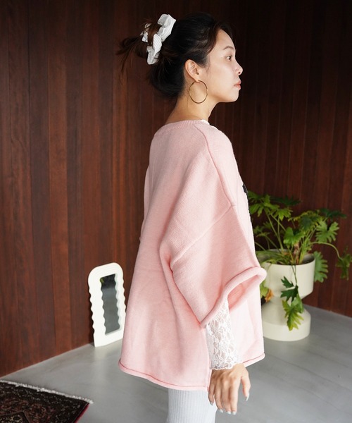 SANSeLF(サンセルフ)の「【SANSeLF】WHYロゴルーズニットトップス saw26a006(その他トップス・レディース・グレー/ピンク・FREE)」の6枚目の写真
