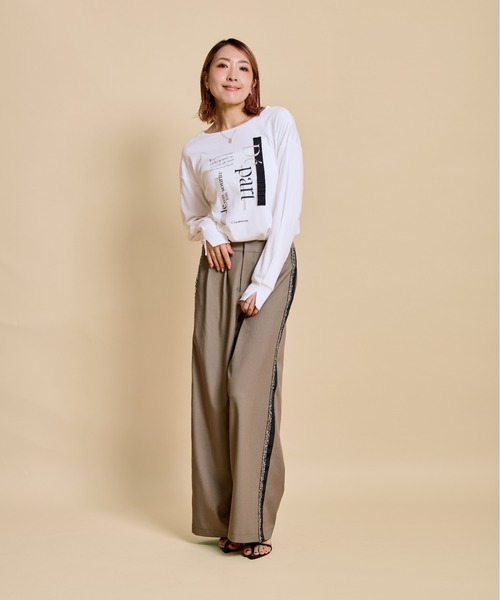 LHELBIE(レルビエ)の「サイドラインバイカラーパンツ(その他パンツ・レディース・モカ/ブラック/グレー・M)」の16枚目の写真