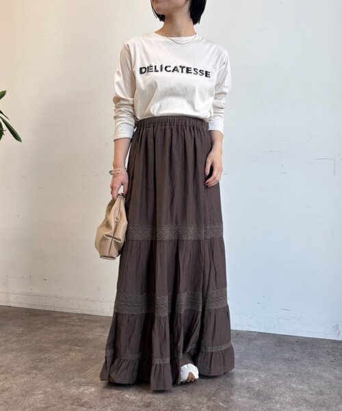 Jena espace merveilleux（ジェナ　エスパスメルヴェイユ）の「ビーズ刺繍ロンT（Tシャツ/カットソー・レディース・ブラック/オフホワイト/ライトグレー・FREE）」の8枚目の写真