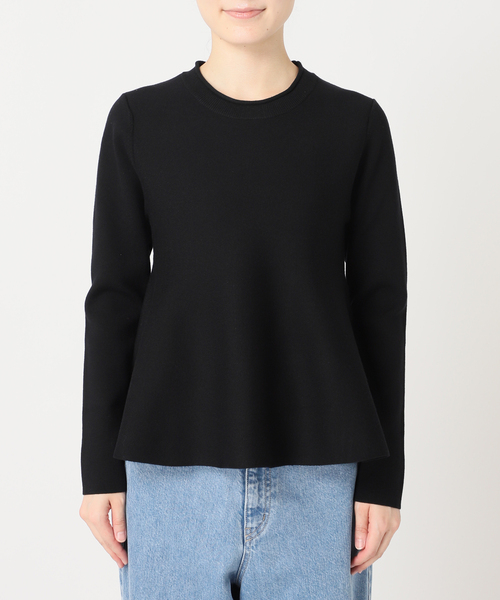 U by SPICK&SPAN（ユーバイスピックアンドスパン）の「ペプラムニット（ニット/セーター・レディース・ブラック/ホワイト・FREE）」の4枚目の写真