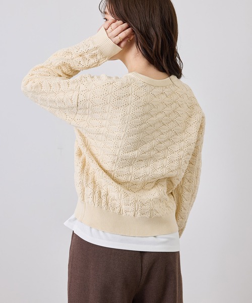 ROPE' PICNIC(ロペピクニック)の「透かし編みスポンディッシュヘンリーネックニット(ニット/セーター・レディース・ベージュ系その他3/キナリ/チャコールグレー・FREE)」の13枚目の写真