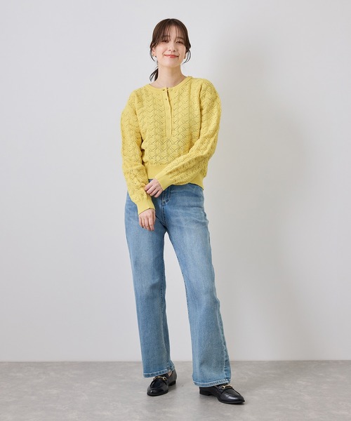 ROPE' PICNIC(ロペピクニック)の「透かし編みスポンディッシュヘンリーネックニット(ニット/セーター・レディース・ベージュ系その他3/キナリ/チャコールグレー・FREE)」の15枚目の写真