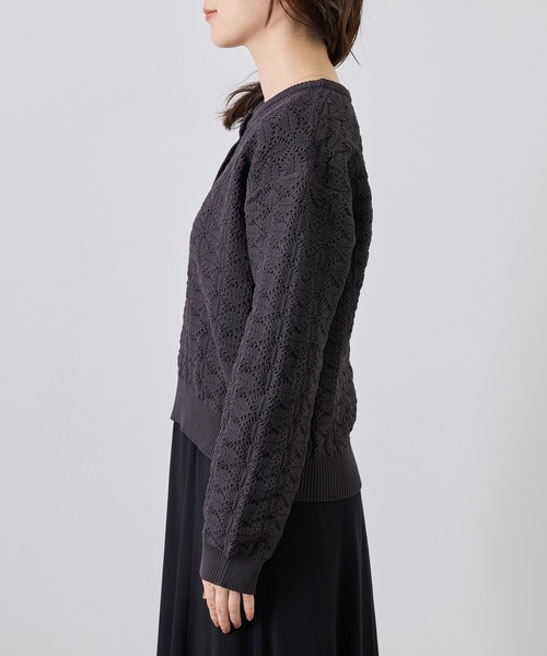 ROPE' PICNIC(ロペピクニック)の「透かし編みスポンディッシュヘンリーネックニット(ニット/セーター・レディース・ベージュ系その他3/キナリ/チャコールグレー・FREE)」の20枚目の写真