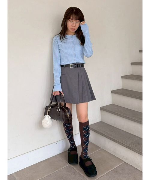 LILY BROWN(リリーブラウン)の「ベルト付きラッププリーツスカショーパン(その他パンツ・レディース・チェック/ネイビー/グレー/ベージュ・1/0)」の21枚目の写真