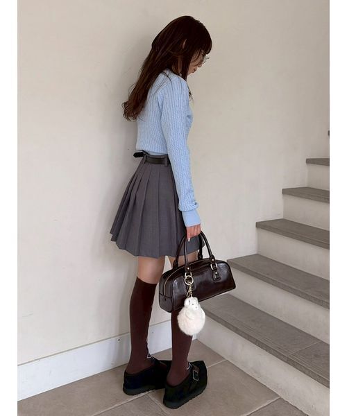 LILY BROWN(リリーブラウン)の「ベルト付きラッププリーツスカショーパン(その他パンツ・レディース・チェック/ネイビー/グレー/ベージュ・1/0)」の22枚目の写真