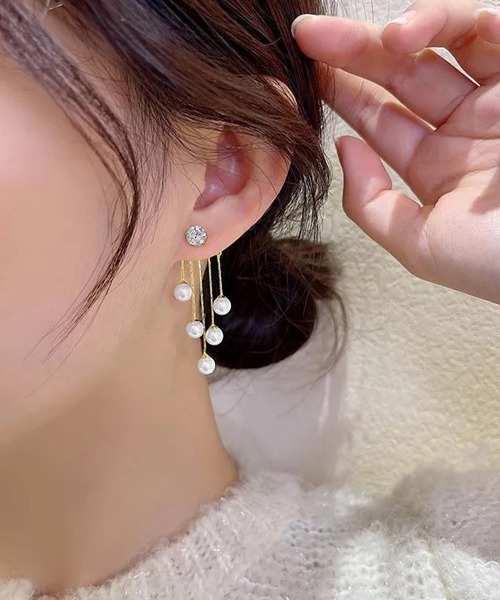 Miniministore(ミニミニストア)の「フェイクパールピアスキラキラロングピアス(ピアス(両耳用)・レディース・ゴールド・FREE)」の15枚目の写真