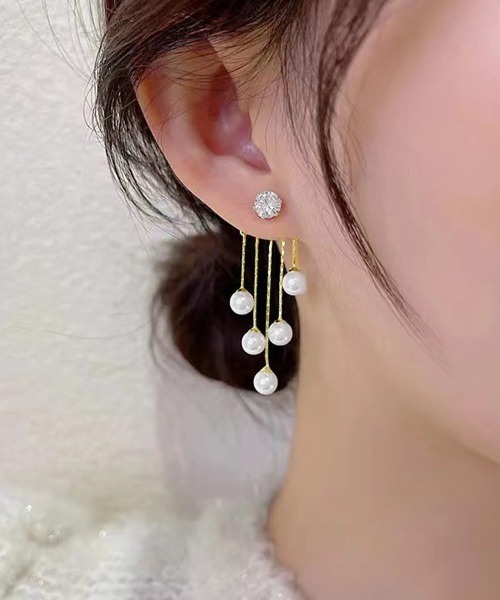 Miniministore(ミニミニストア)の「フェイクパールピアスキラキラロングピアス(ピアス(両耳用)・レディース・ゴールド・FREE)」の12枚目の写真