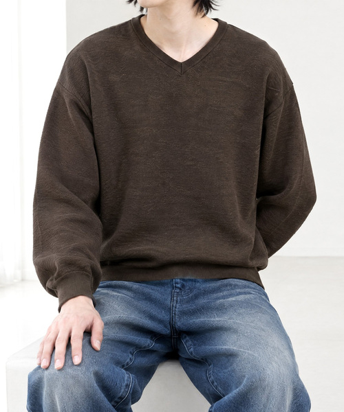 MONO-MART(モノマート)の「【EASY COMFORTシリーズ】ミラノリブ リラックスフィット ニットプルオーバー / クルーネック・Vネック<マシンウォッシャブル>(ニット/セーター・メンズ・杢グレー/ブラック/ダークネイビー/ネイビー系/ブルー系/ブラック系/レッド系/アイボリー/チャコール/ブラウン系/ブラウン系2/ダークオリーブ・S/M/L)」の19枚目の写真
