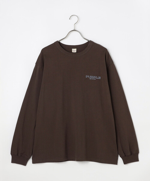 Purple&Yellow(パープルアンドイエロー)の「バックプリント 長袖Tシャツ(Tシャツ/カットソー・メンズ・ホワイト/ダークブラウン/ブラック/サックスブルー・S/L/M)」の3枚目の写真