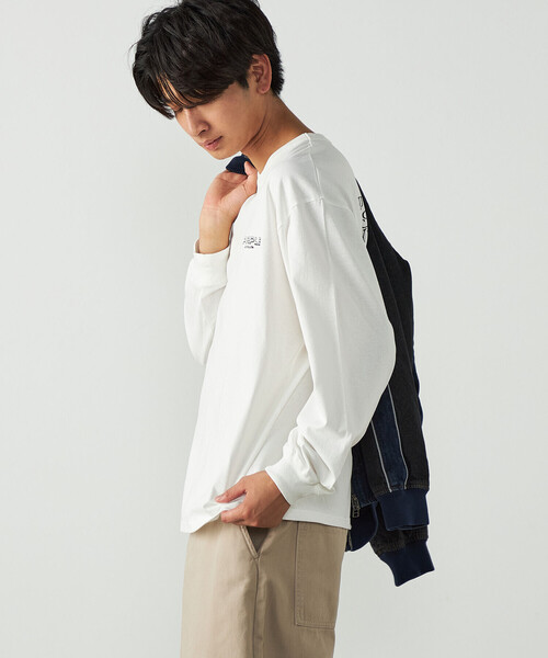 Purple&Yellow(パープルアンドイエロー)の「バックプリント 長袖Tシャツ(Tシャツ/カットソー・メンズ・ホワイト/ダークブラウン/ブラック/サックスブルー・S/L/M)」の20枚目の写真