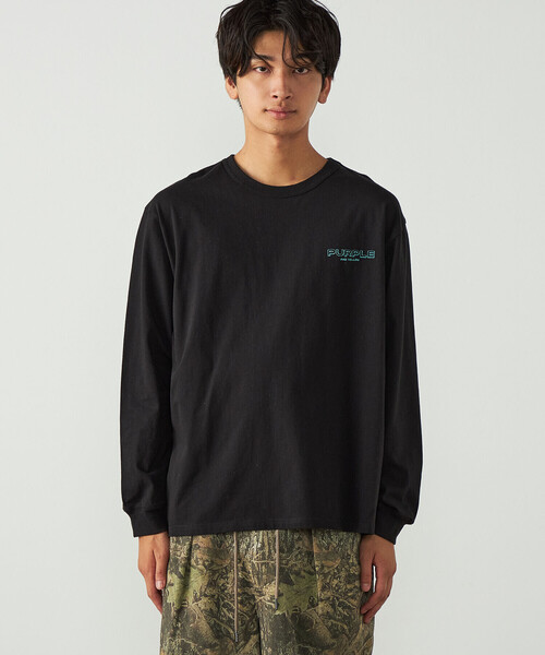 Purple&Yellow(パープルアンドイエロー)の「バックプリント 長袖Tシャツ(Tシャツ/カットソー・メンズ・ホワイト/ダークブラウン/ブラック/サックスブルー・S/L/M)」の15枚目の写真