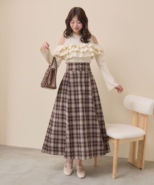 MAJESTIC LEGON(マジェスティックレゴン)の「バックレースアップフレアスカート(スカート・レディース・ブラック系その他/ホワイト系その他2/アイボリー/ブラック/モカ/ブラウン/ブラウン系その他2/ブラウン系その他4・SMALL/MEDIUM)」の6枚目の写真