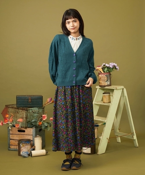 Jocomomola(ホコモモラ)の「Arte clandestino フラワープリントギャザースカート(スカート・レディース・レッド/ブラック・40)」の12枚目の写真