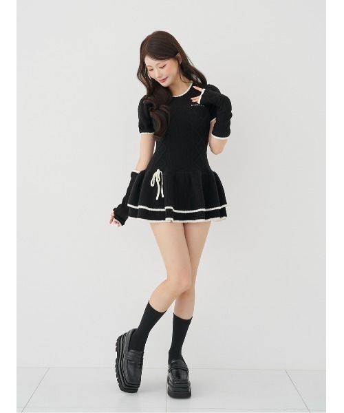 AmeliaMoi(アメリアモワ)の「アーガイルニットミニワンピース(ワンピース・レディース・グレー/ブラック・FREE)」の5枚目の写真