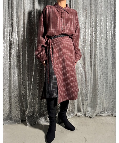 PROVOKE (プロヴォーク)の「CHECK WRAP SKIRT(スカート・レディース・ブラウン/ブラック・FREE)」の1枚目の写真