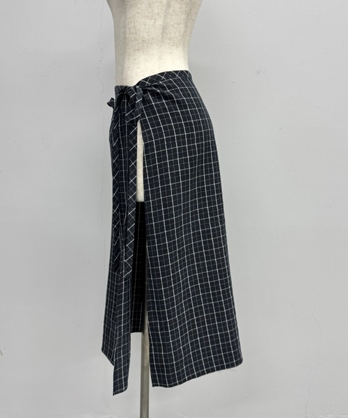 PROVOKE (プロヴォーク)の「CHECK WRAP SKIRT(スカート・レディース・ブラウン/ブラック・FREE)」の3枚目の写真