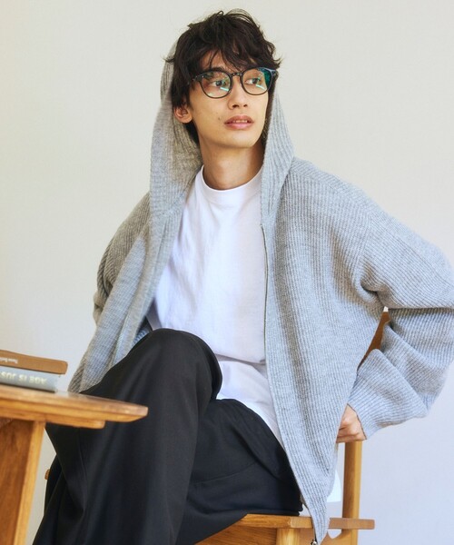 FREAK'S STORE(フリークスストア)の「限定展開 あぜ編み ジップ ニット パーカー / フーディー(パーカー・メンズ・チャコールグレー/サックスブルー/杢グレー/ブラウン/ブラック・LARGE/MEDIUM/SMALL)」の4枚目の写真