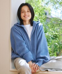 限定展開 あぜ編み ジップ ニット パーカー / フーディー