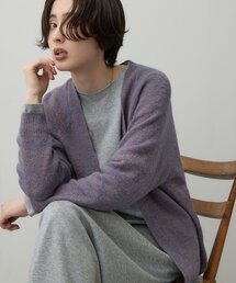 【洗える】モヘアブレンドニット ボタンレスカーディガン