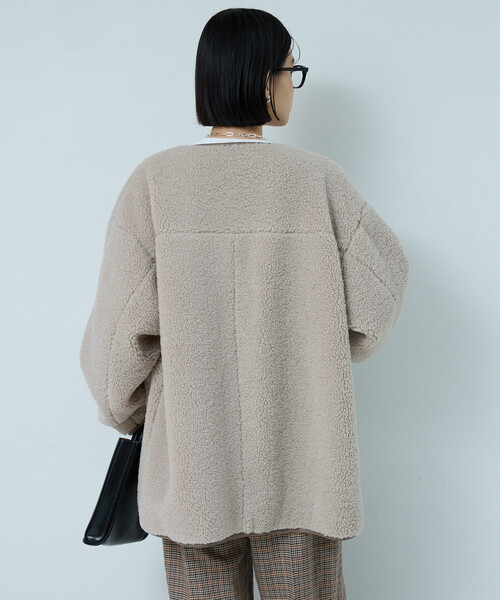 FREAK'S STORE(フリークスストア)の「ノーカラーボアジャケット/ボアコート(その他アウター・レディース・モカ/ブラック/オフホワイト・フリ-)」の15枚目の写真
