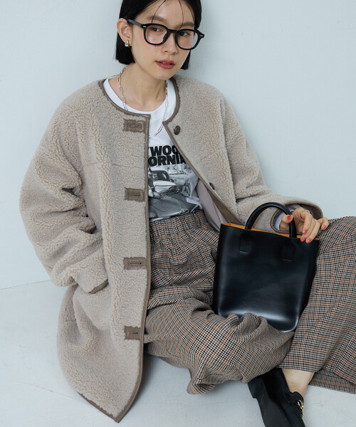 FREAK'S STORE(フリークスストア)の「ノーカラーボアジャケット/ボアコート(その他アウター・レディース・モカ/ブラック/オフホワイト・フリ-)」の18枚目の写真