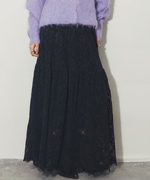 起毛 フラワーレース フレアスカート