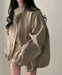 ドローストリングジップ付きリラックスジャケット
